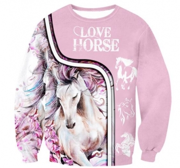 Schönes Langarmshirt "Love Horses" Größe M